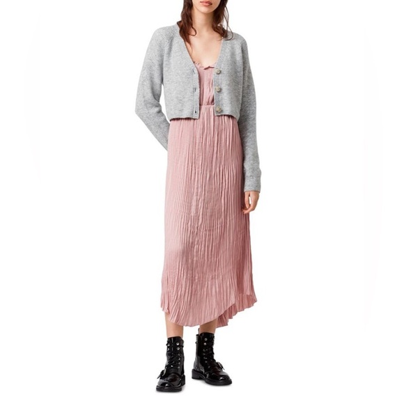 All Saints Dresses & Skirts - ALL SAINTS Kaylee Crinkled Slip Dress Pleated Pink Blush | Medium m